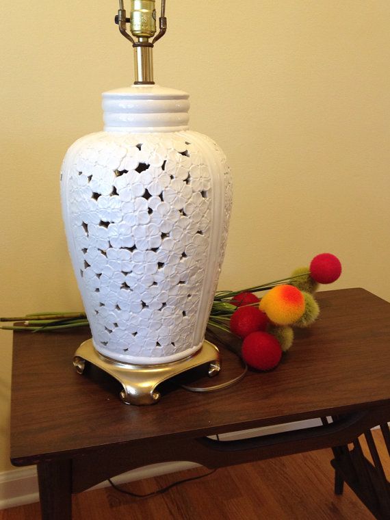 Hollywood Regency Large White Ginger Jar Pierced Lamp Chinoiserie By Hollywood Regency Large White Ginger Jar Pierced Lamp Chinoiserie By Ageless Alchemy