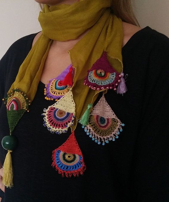 Häkelschal, Accessoires, Weihnachtsgeschenk, Häkelspitzenschal, Baumwollschal,...