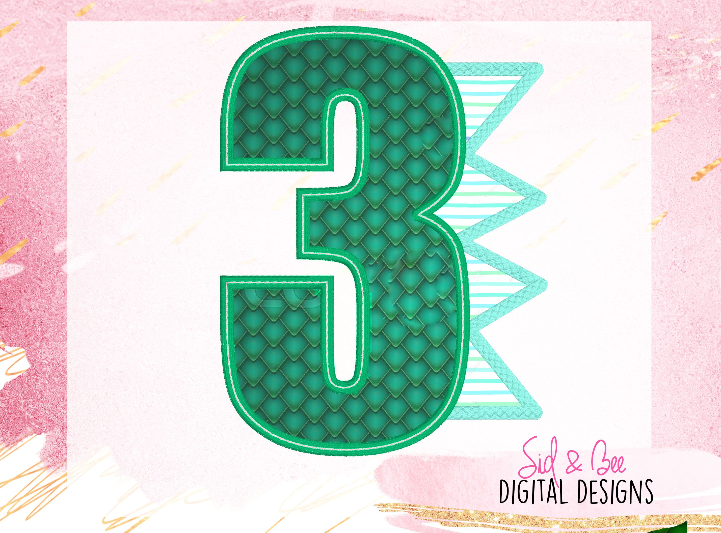 Third Birthday Dinosaur Number Applique Birthday Three