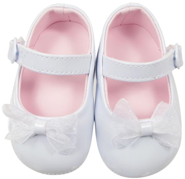 Baby Girl Pre-Walker soft sole Patent upper with organza bow foot detail