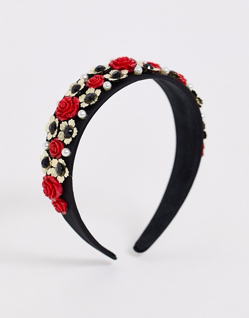 French Fashion House Rose black crown headband #crownheadband