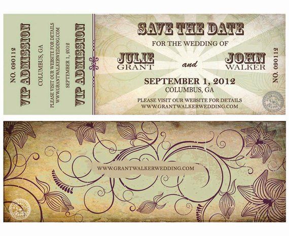wedding save the date concert ticket for organic wedding music