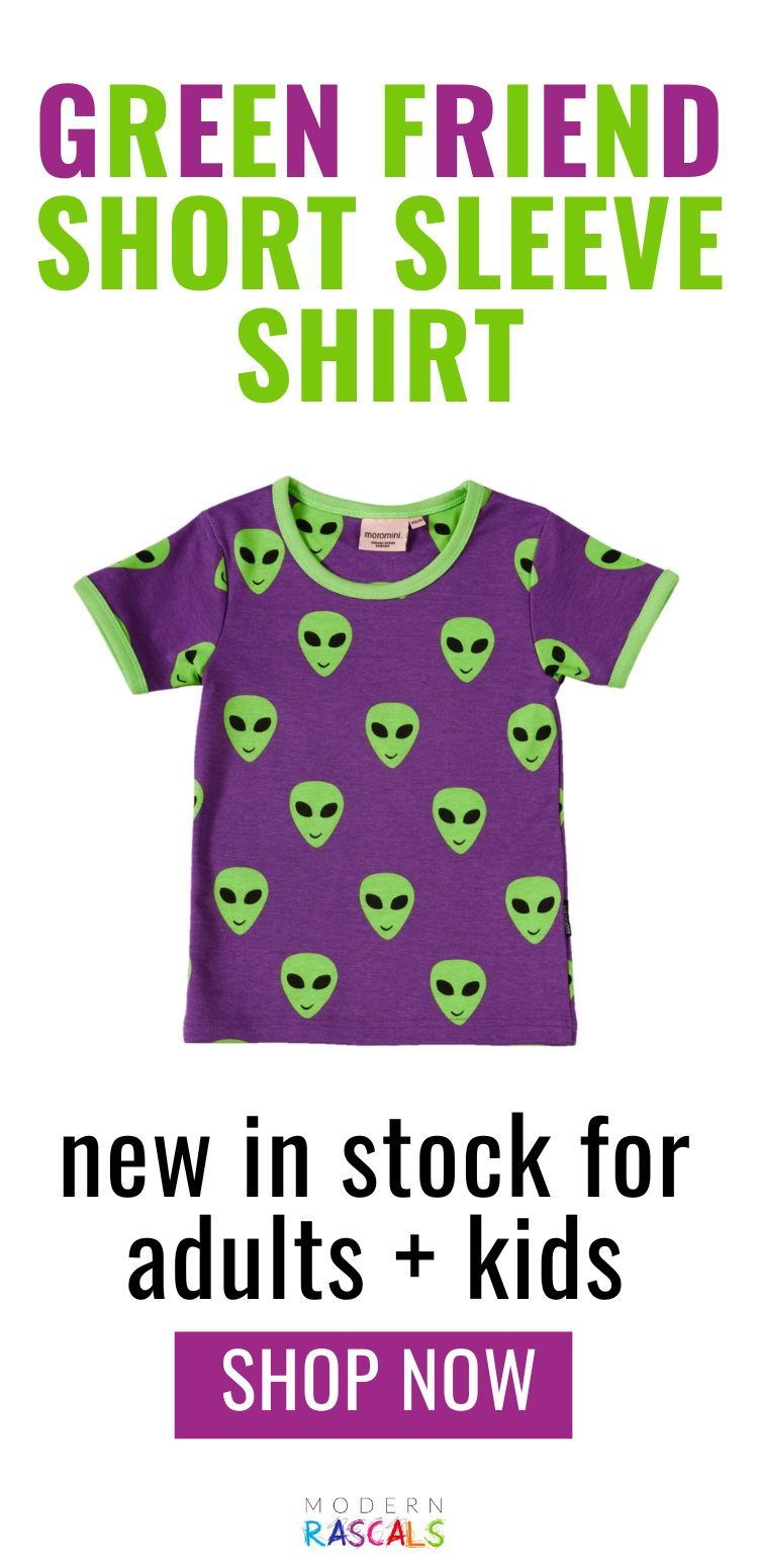 Ready to make some green friends? Morominiis a Swedish children's eco-friendly brand with the goal of creating beautiful and durable garments with a lot of attitude. They love colour - just like kids! Are you into twinning with your little one, this fun all-over printed short sleeve shirt also comes in Mom and Dad sizes! Shop this fun kids' and adults' t-shirt and other clothing from this brand at Modern Rascals, the best online sustainable clothing store! Kids Clothing Brands, Made Clothing, Gots Certified, Certified Organic, Sustainable Clothing, Sustainable Fashion, Cool Outfits, Kids Outfits, Eco Friendly Brands