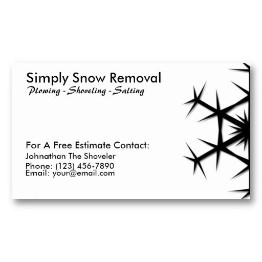 Simple Snow Shoveling Plowing Removal Card Simple Snow Shoveling Plowing Removal Card Business Template