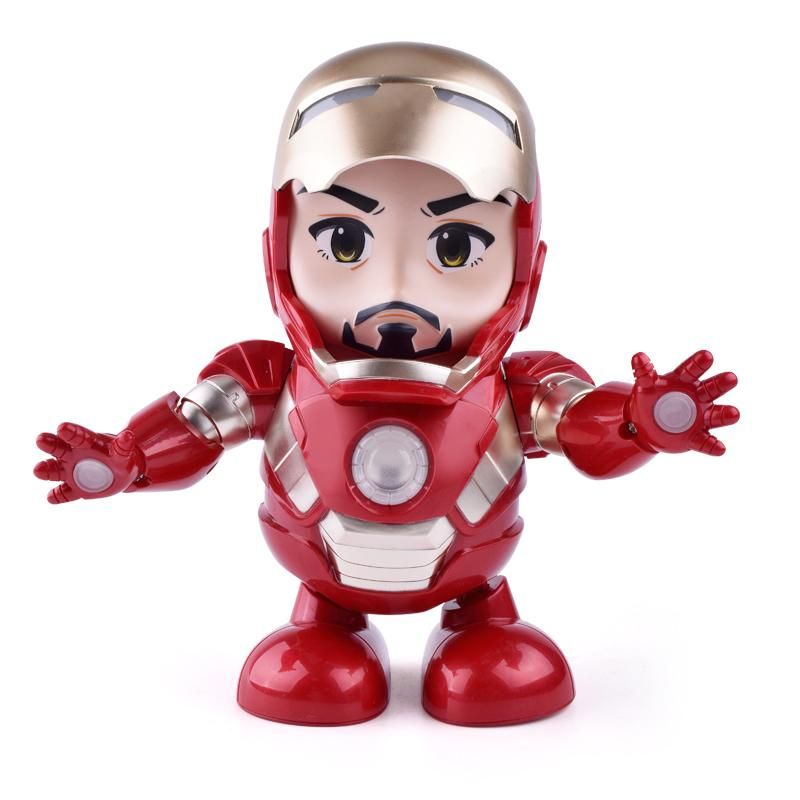 Iron Man Bumblebee Dance Hero Robot Spiderman Figure Toy LED Light With Sound DE