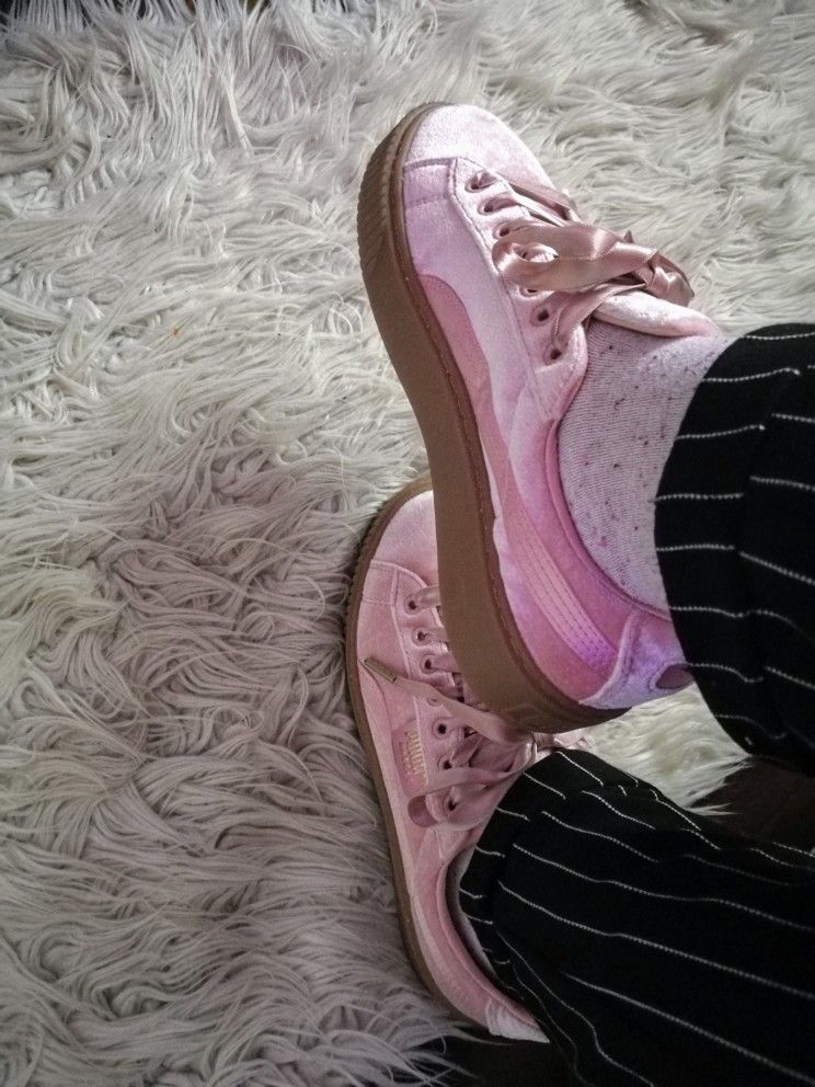 Puma Pink Basket Platform VS velvet sneakers. #sneaker ... Puma Pink Basket Platform VS velvet sneakers. #sneaker ...