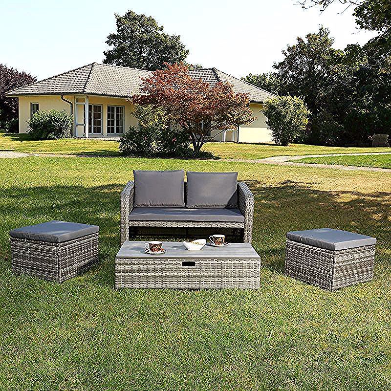 Ensemble de jardin en rotin gris avec meubles de jardin en rotin gris Sièges de...