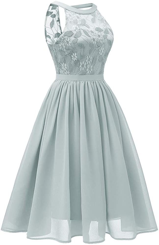 Women Vintage Chiffon Princess Floral Lace Cocktail Party Aline Swing Dress at Amazon Women’s Clothing store