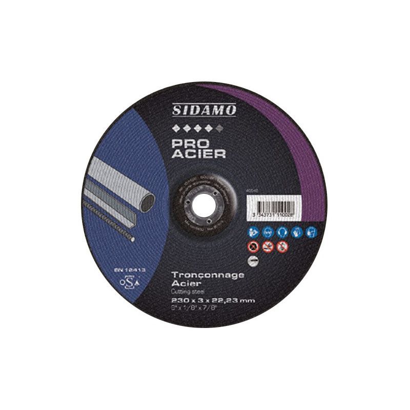 10111079 Acier Sidamo 1 disque offert Sidamo Lot de 5 disques /à tron/çonner PRO ACIER D 125 x 3 x Al 22,23 mm
