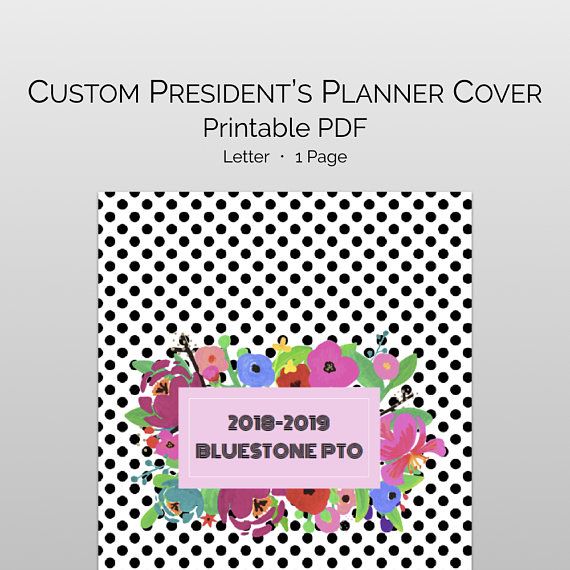 printable custom planner cover for the pta pto presidents planner pto planner