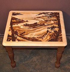 Landscape On Side Table By Napierwoodburning Landscape On Side Table By