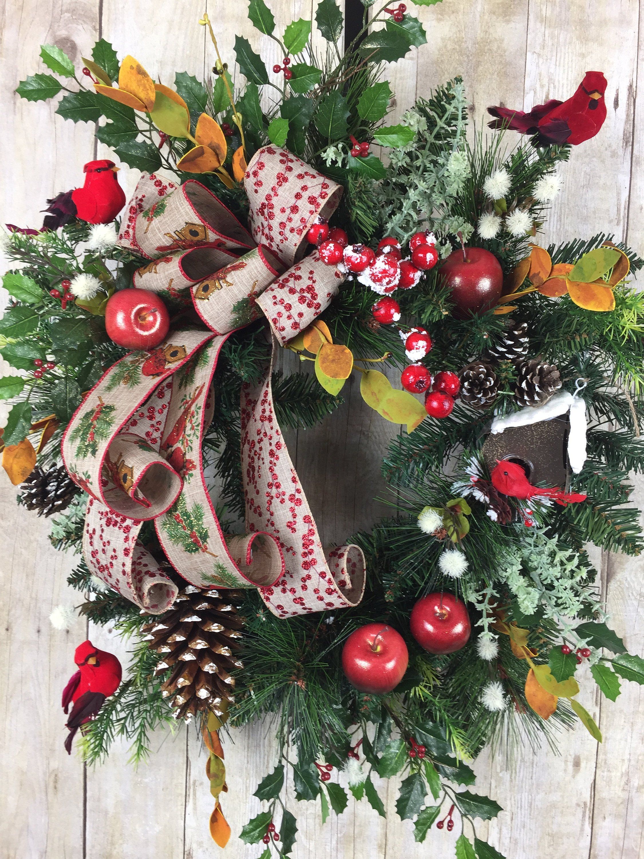 Winter Wreath For Front Door Large Rustic Holiday Christmas Wreath For Front Door Large Rustic Winter Holiday Outdoor Decorations Farm House Decor By Spratsdesign On