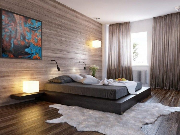 wandgestaltung schlafzimmer modern, schema-wandgestaltung-schlafzimmer-modern-schlafzimmer-modern-holz, Design ideen