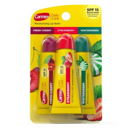 Carmex Daily Care Moisturizing Lip Balm In Fresh Cherry Strawberry And Wintergreen Pack Of 3 Walmart Com In 2021 Carmex Lip Balm Moisturizing Lip Balm Lip Moisturizer