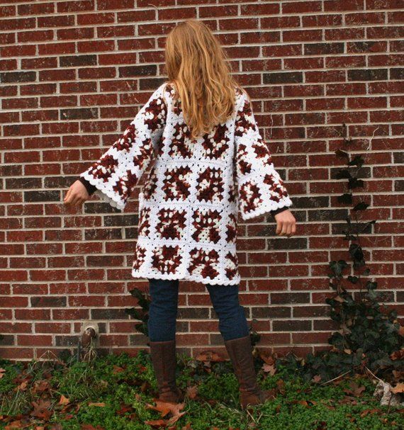 RESERVED///Fab Boho Granny Square HIPPY Cardigan Coat OOAK | Etsy Hippie Look, Hippie Bohemian, Cardigan Coat, Hippy, Granny Square, Jeans And Boots, Reserved, Tie Dye Top, Ooak
