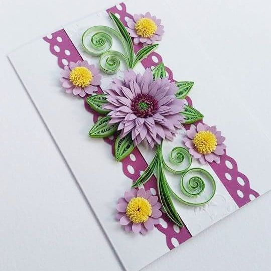 Quilling card with daisies Birthday card Congratulation card Quilling flowers for any occasion Mother/'s day card