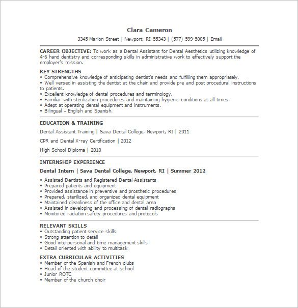 Image result for resume for dental assistant entry level ...