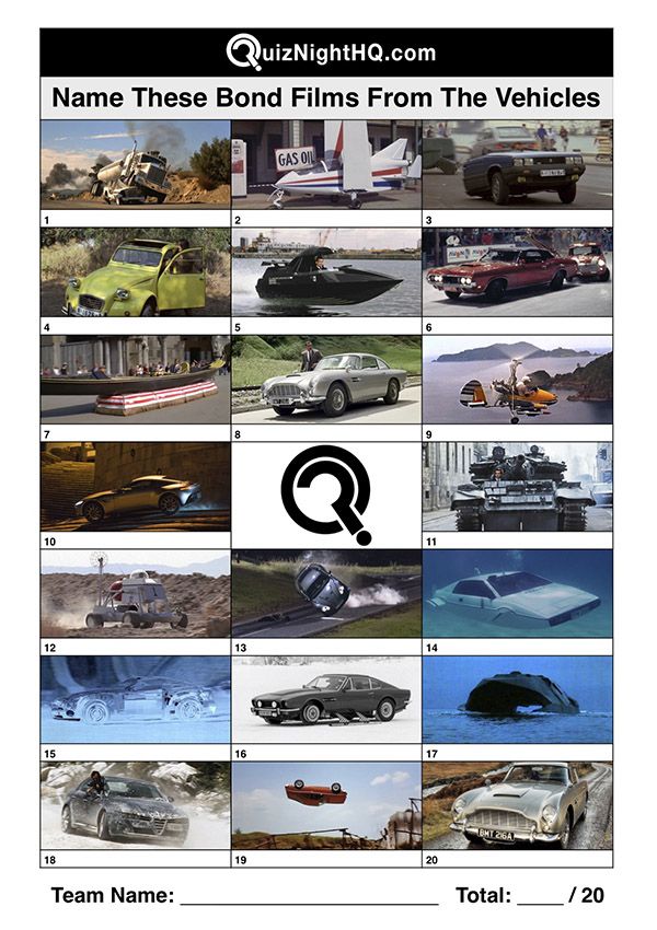 James Bond Vehicles Name the Movie Trivia Round in 2021 Movie facts