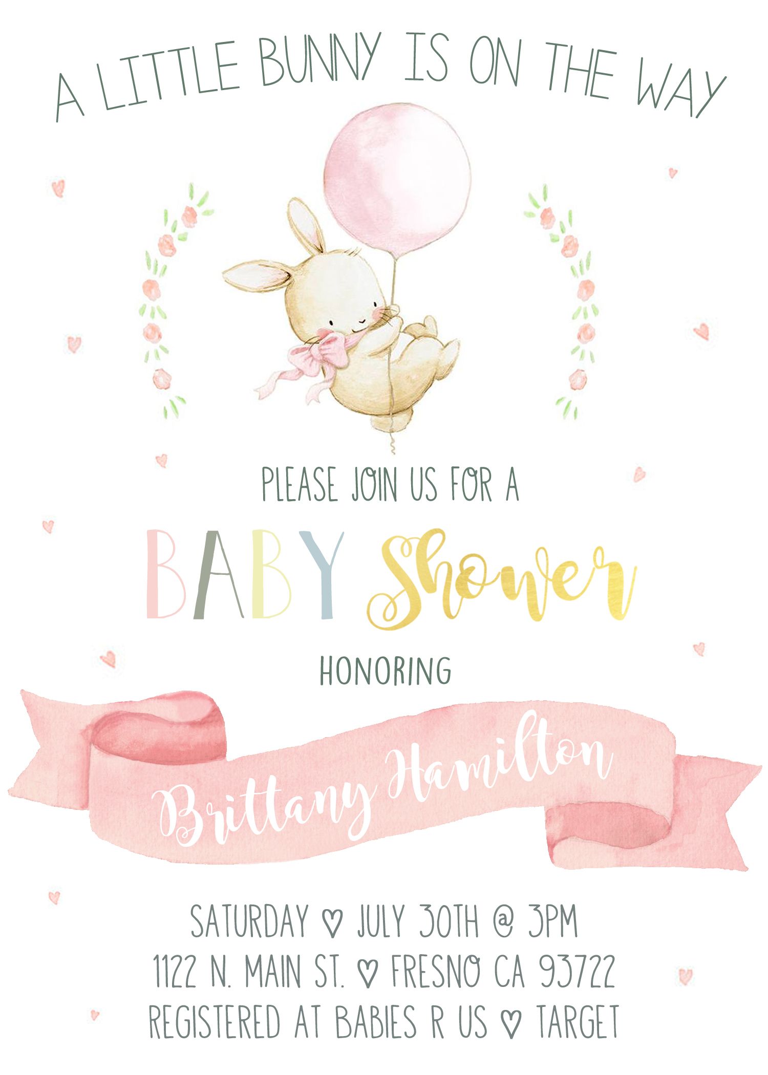 Bunny Baby Shower Invitation Invite About To Pop Rabbit Vintage Bunny Baby Shower Invitation Invite About To Pop Rabbit Vintage Rustic Shabby Chic Boho Watercolor Painted Ilrated Pink Gold Blush Mint Fl Flowers