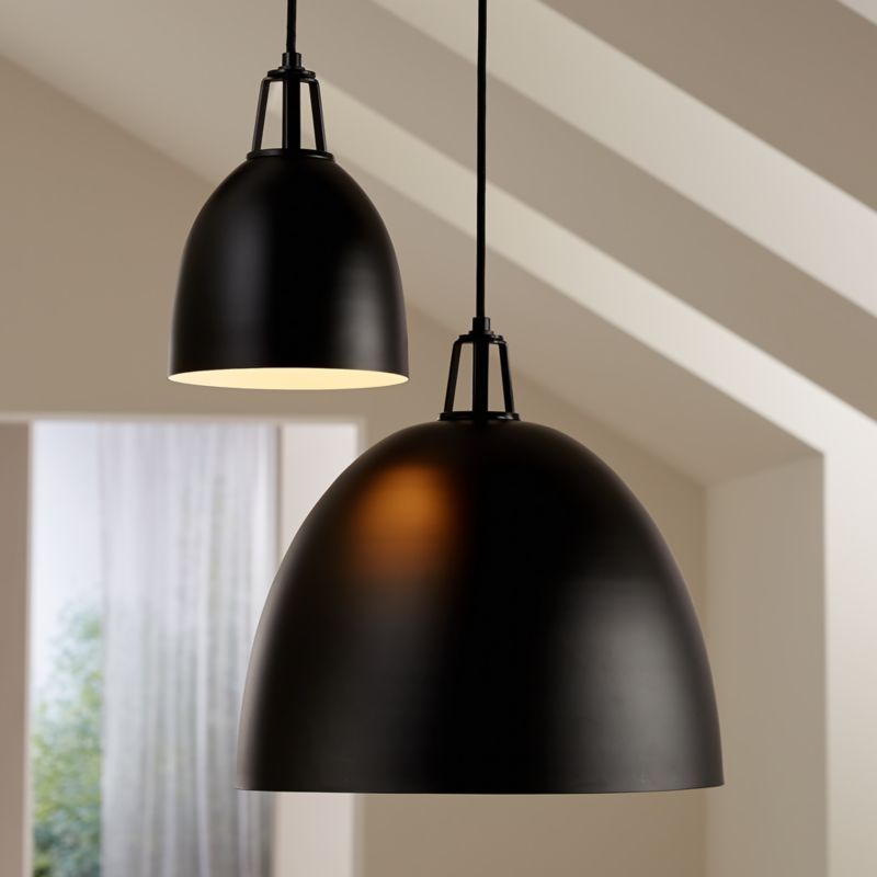 Maddox Black Dome Pendant Large With Socket Reviews Crate And Barrel Light Kitchen Contemporary Fixtures - Dome Pendant Light Black