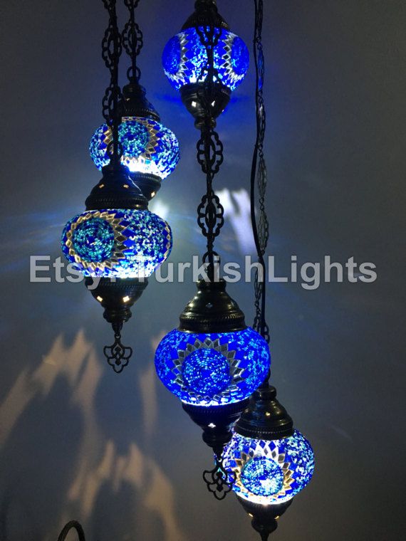 5 Ball Turkish Mosaic Chandelier Blue Sunflower Lamp Lights 5 Ball Turkish Mosaic Chandelier Blue, Glass Lantern Chandelier Blue
