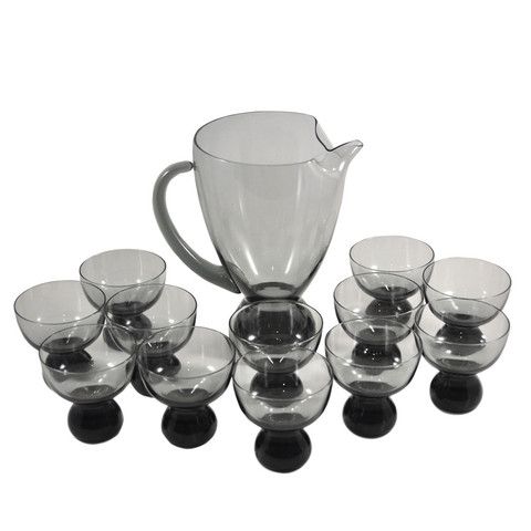 Smokey Black Glass Vintage Black Glassware Smoked Black Glassware MCM Glassware Mid-Century Glassware 3 MCM Smoked Black Cocktail Glass