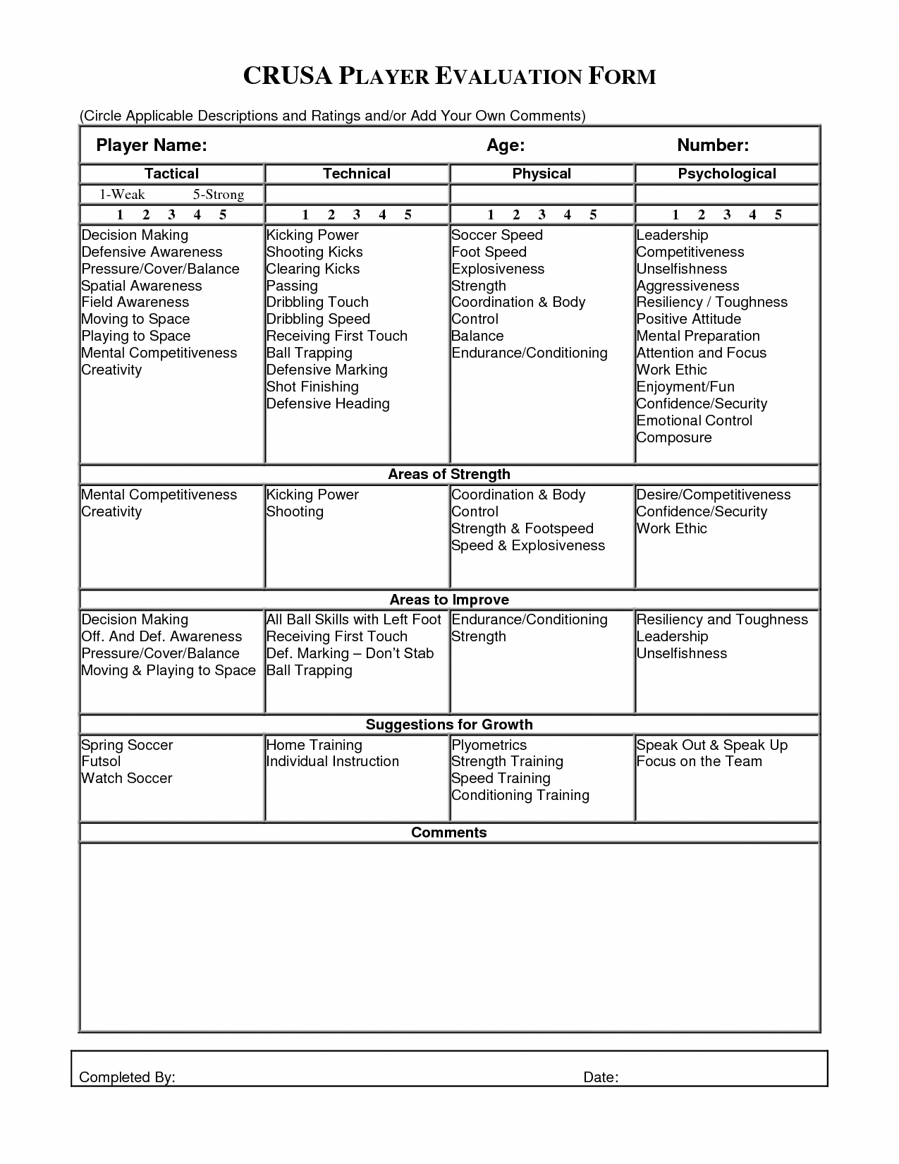 Soccer Player Evaluation Form Google Search Playsoccer Soccer Players Evaluation Form Soccer Training