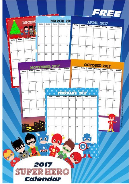Free Superhero Calendar 2020 2021 Kids Calendar Kindergarten Calendar Preschool Calendar november 2021 kindergarten calendar