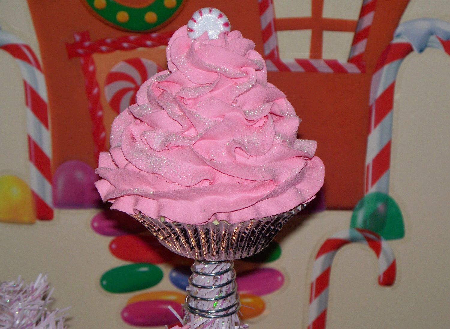 Original Fake Cupcake Tree Topper Peppermint Pink Perfect For The Candy Land Christmas Holiday Decor Party Photo Props 2000 Via Etsy Original Fake Cupcake Tree Topper Peppermint Pink Perfect For The Candy Land Christmas Holiday Decor Party Photo Props 2000 Via Etsy