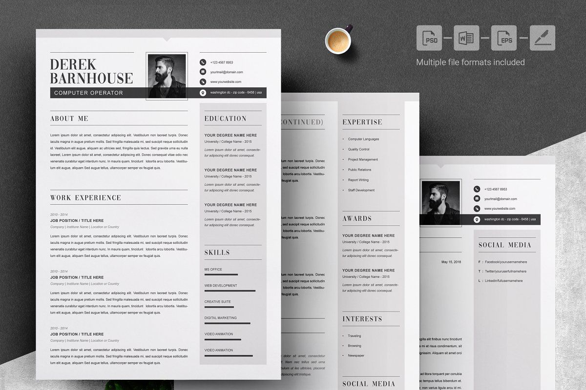 Professional Resume Template for Word & Pages Resume