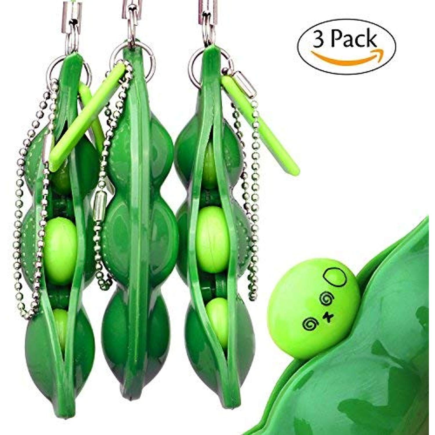Squeeze-a-Bean Stress Relief Hand Fidget Toy Keychain Funny For Kid Adult ADHD