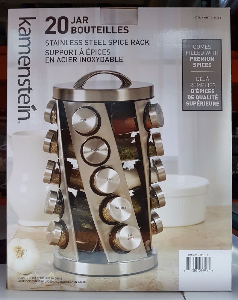 E Rack 20 Jar Twist Spin Kamenstein Stainless Steel Designs E Rack 20 Jar Twist Spin Kamenstein Stainless Steel