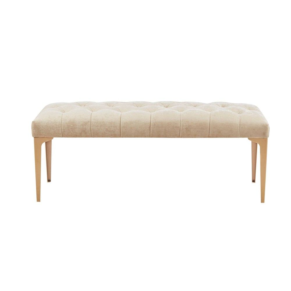Cannes Cream Fabric Tufted Bench 17x20 Lamps Plus Tufted Bench Tufted Modern Entry