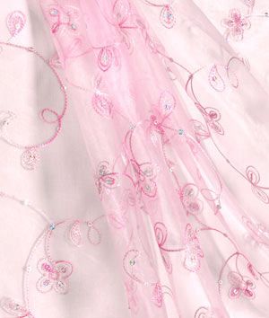 Lightweight Sheer Embroidered Organza Fabric Material Swirl White 150cm Bridal