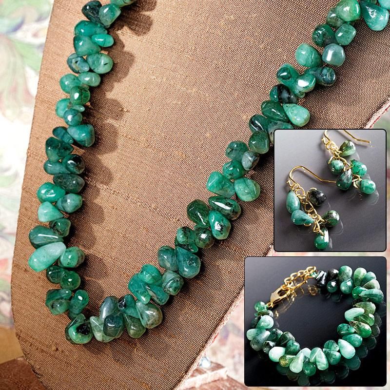 Cayman Emerald Necklace Bracelet Earrings Set 22727 Stauer Cayman Emerald Necklace Bracelet Earrings Set 22727 Stauer