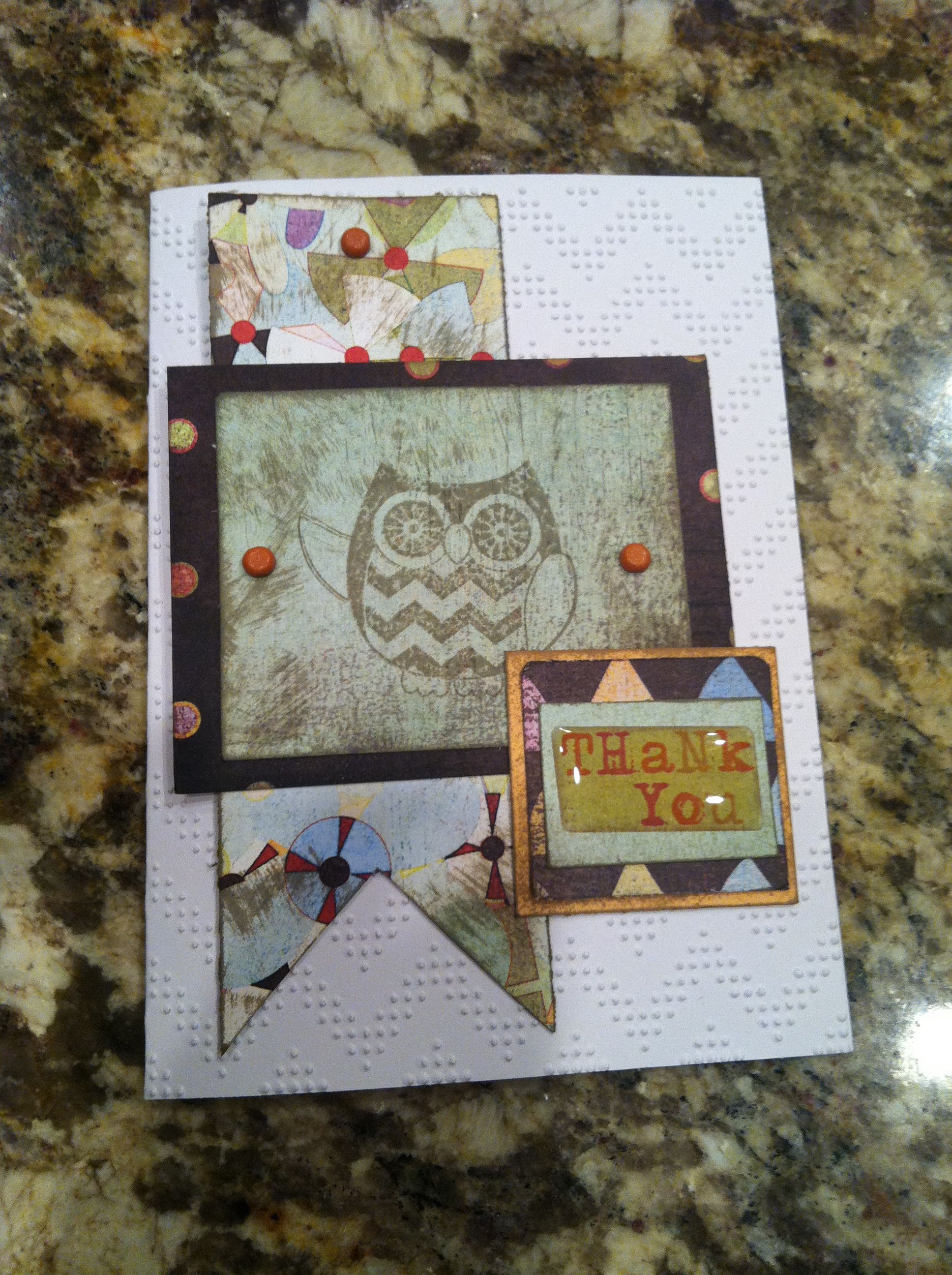owl thank you card with images cards handmade card