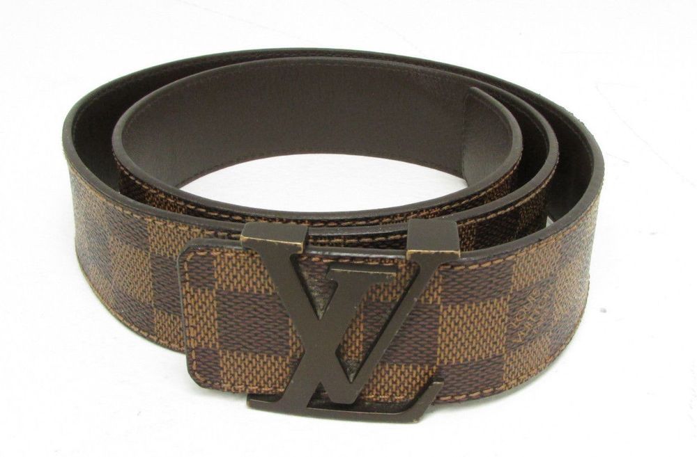 Authentic Louis Vuitton Damier Eben M980742 Intials LV Belt, Size 36-37in | Leather belts men ...