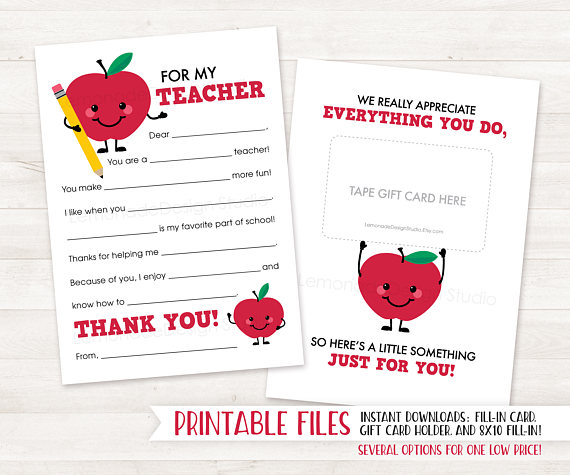 end of year teacher gift card holder teacher appreciation printable thank you cards for teachers