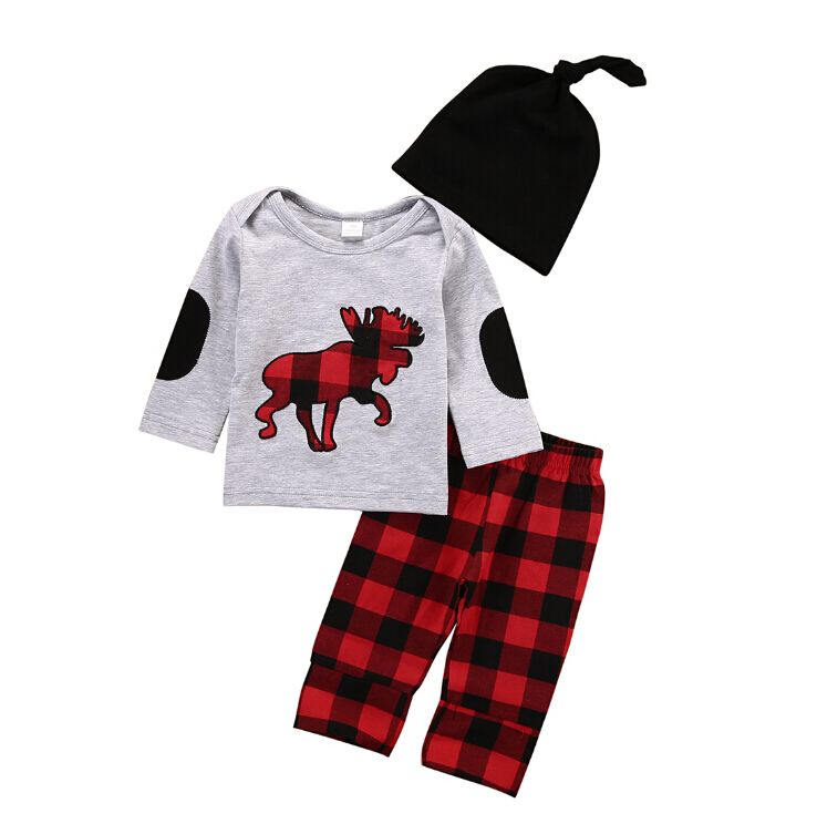 Toddler Infant Baby Girls Plaid Tops T Shirt Pants Leggings Kids Clothes Outfits
