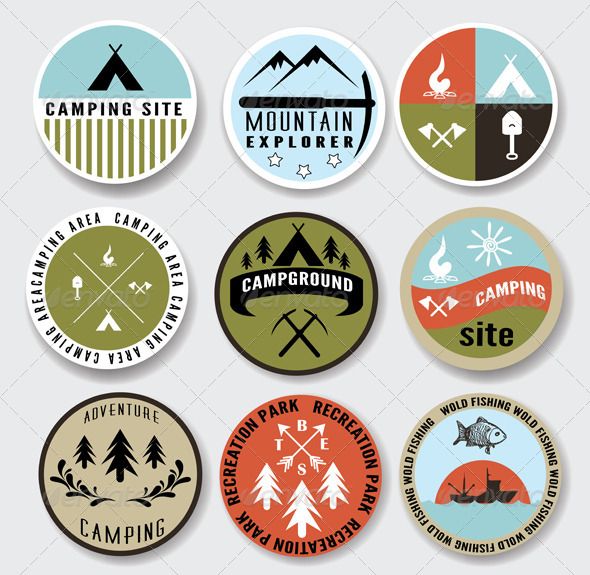 Download Camping Badges Set - Sports/Activity Conceptual | Camp ...