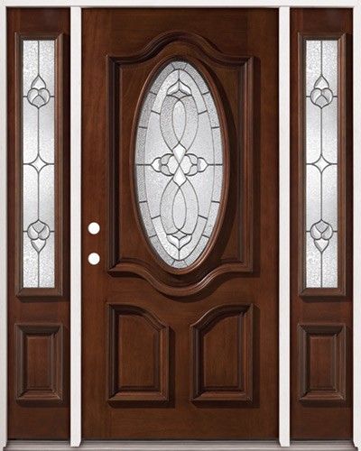 Discount 3 4 Oval Mahogany Prehung Wood Door Unit With Sidelites 86 Fiberglass Entry Doors Door Glass Design Wooden Door Design