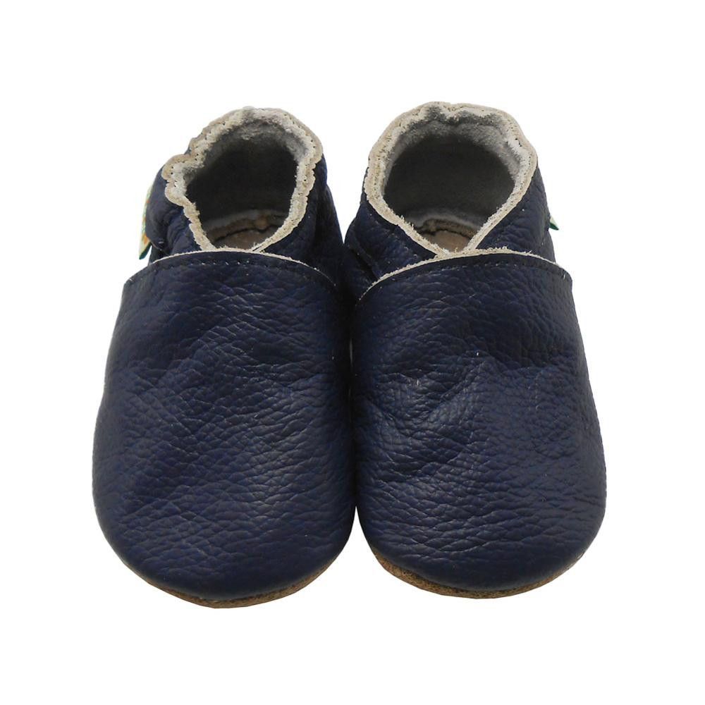 carozoo puppy navy blue 6-12m soft sole leather baby shoes