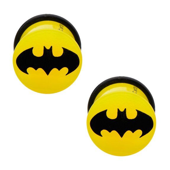 Amazon Com Batman Logo Single Flare Yellow Acrylic Plugs 00g
