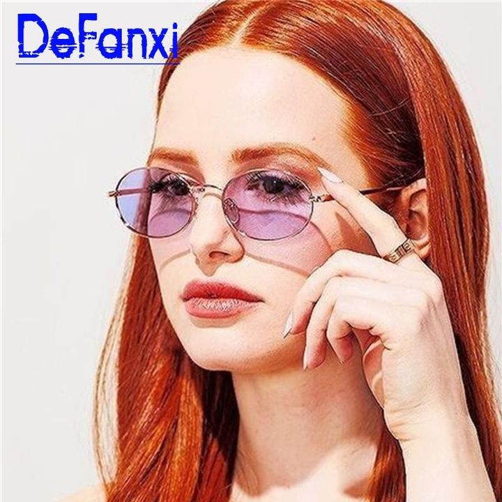 Gold Purple Oval Sunglasses Female Tinted Lens Gold Purple Oval Sunglasses Female Tinted Lens