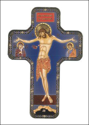 Wood Icon Cross Crucifixion 7/" Catholic Gift