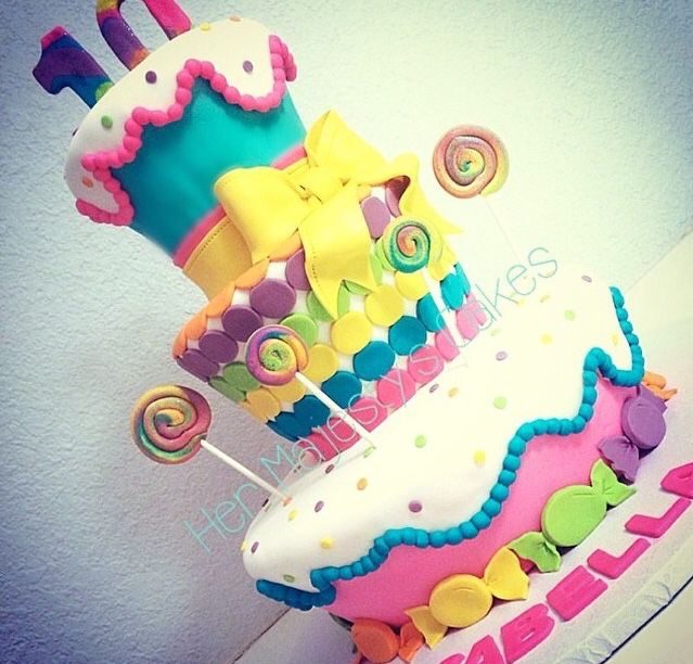 Birthday cake Birthday Candles, Birthday Cake, Teen Decor, Candy Cakes, Colorful Candy, Candyland, Kids Cake, Sugar Cookie, Party