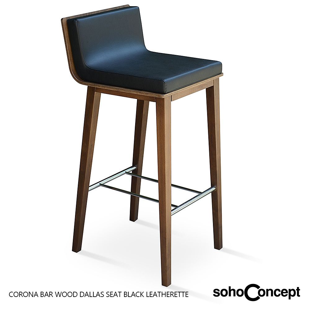Sohoconcept Corona Wood Stool With Dallas Seat Black Leatherette For Reference On The Dallas Stool Corona Wood With Seat
