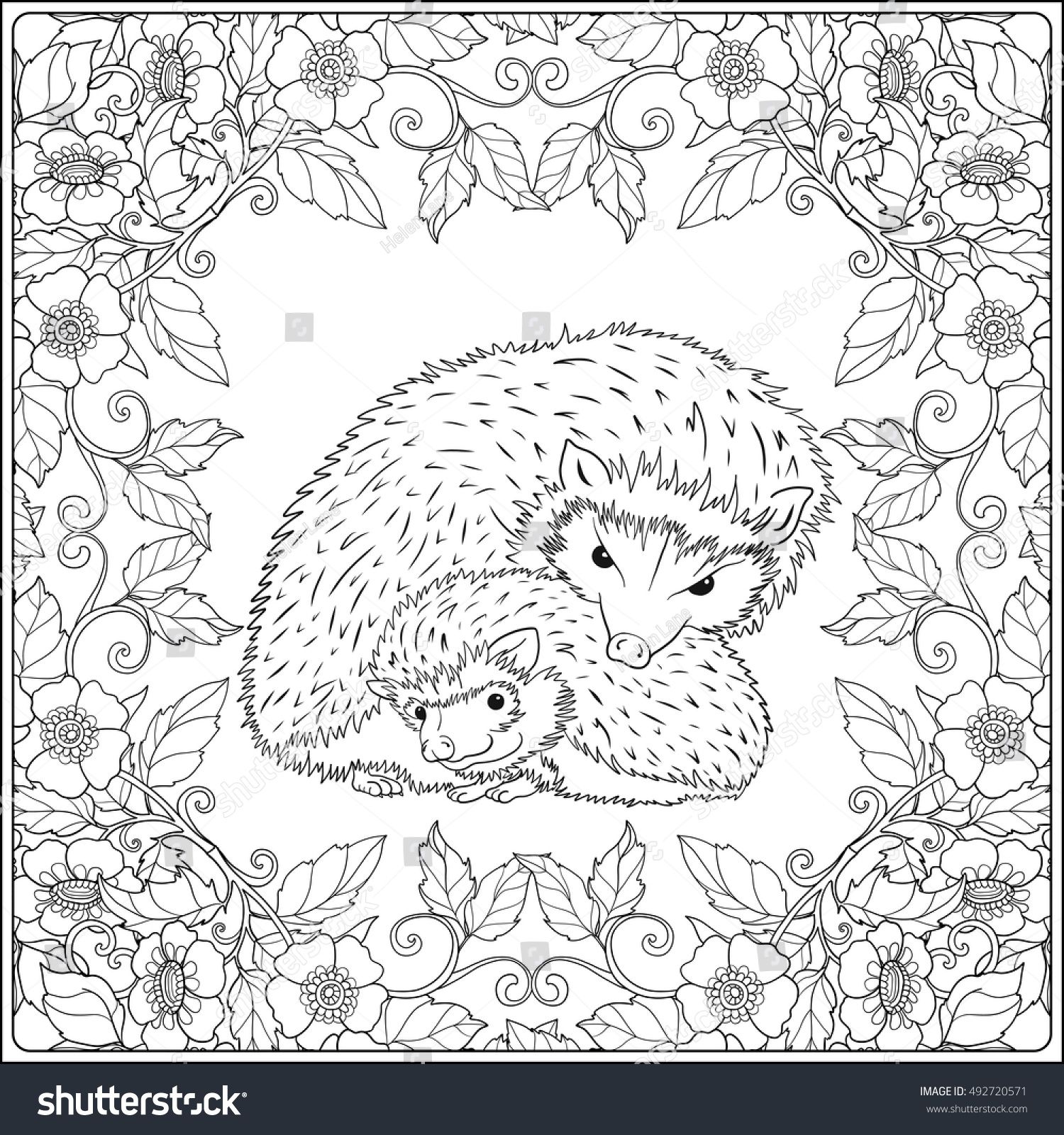 Coloring Page Lovely Mother Hedgehog Her Stok Vektör (Telifsiz) 492720571 Animal Coloring Pages, Coloring Book Pages, Autumn Art, Paper Toys, Digital Stamps, Grayscale, Coloring For Kids, Line Drawing, Needlework