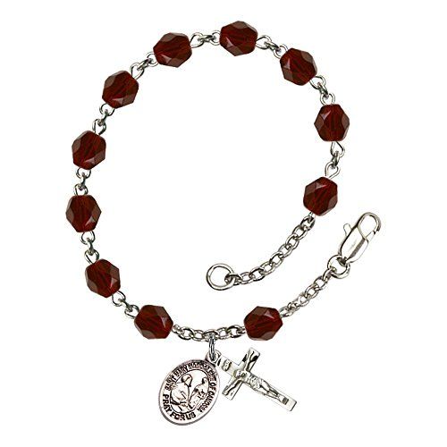 Bonyak Jewelry Sterling Silver Rosary Bracelet 6mm Mother of Pearl beads Crucifix sz 5//8 x 1//4.