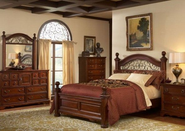 traditional master bedroom transitional traditional master bedroom theme with dark wooden furniture love the wrought ironmetal feature in headboard traditional master bedroom transitional traditional master bedroom theme with dark wooden furniture love the wrought ironmetal feature in headboard